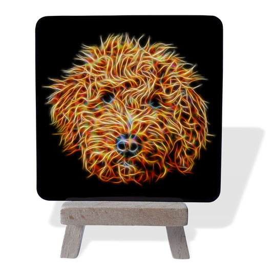 Doodle Dog Metal Plaque and Mini Easel with Stunning Fractal Art Design.
