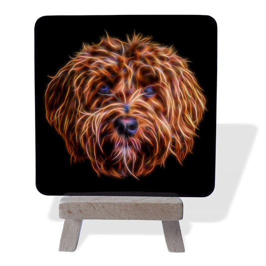 Doodle Dog Metal Plaque and Mini Easel with Stunning Fractal Art Design.