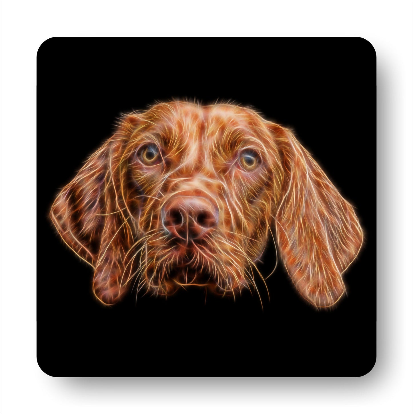 Hungarian Vizsla Dog Coasters, Set of 2, with Stunning Fractal Art Design.