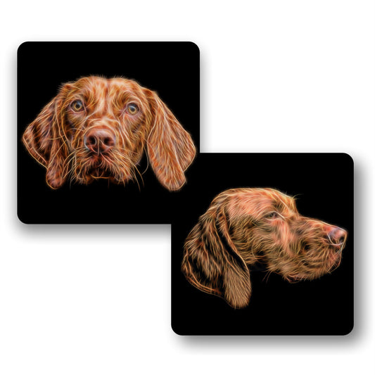 Hungarian Vizsla Dog Coasters, Set of 2, with Stunning Fractal Art Design.