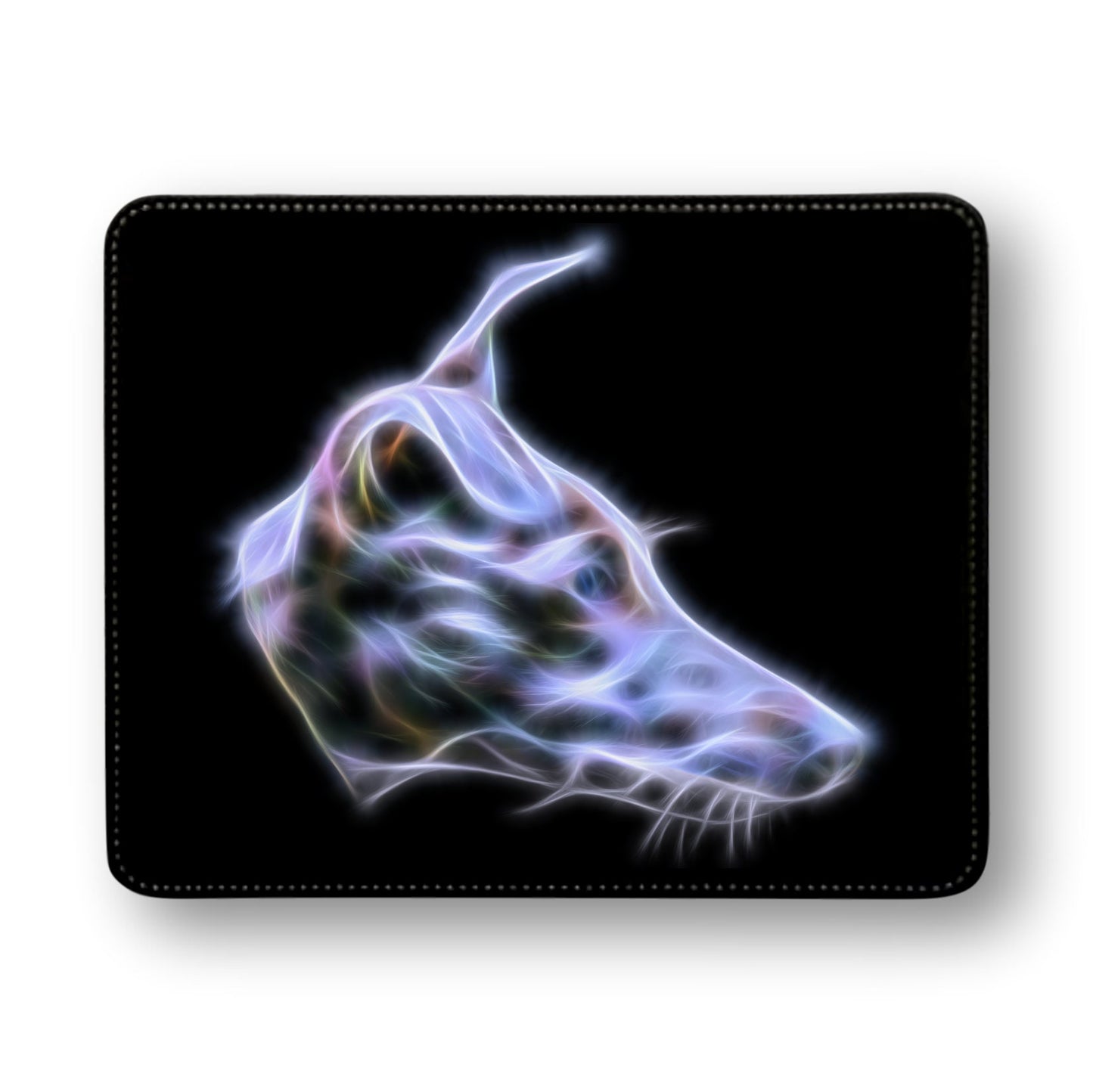 Blue Whippet Metal Wall Plaque with Stunning Fractal Art Design. Also available as Mouse Pad, Keychain, or Coaster.