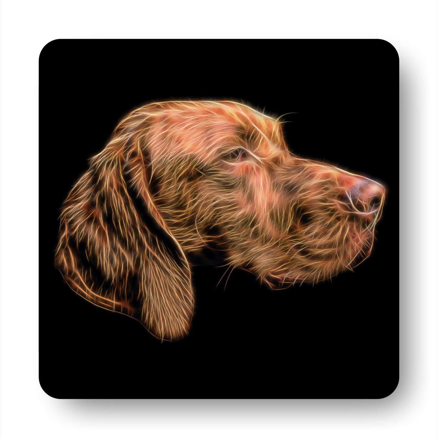 Hungarian Vizsla Dog Coasters, Set of 2, with Stunning Fractal Art Design.