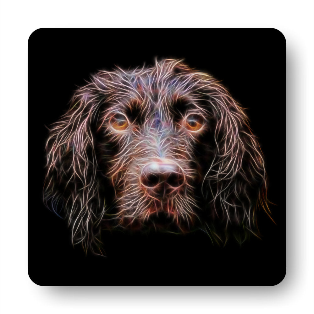 Cocker Spaniel - Chocolate Working Cocker Spaniel Coaster Set with Fractal Art Design Set #1