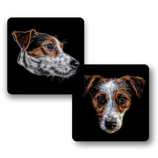 Jack Russell Coasters, Set of 2, with Stunning Fractal Art Design.