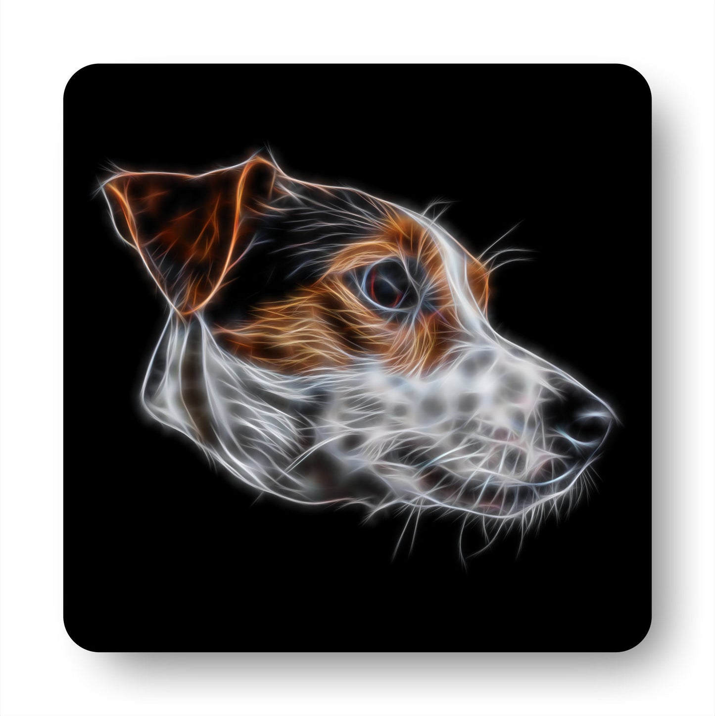Jack Russell Coasters, Set of 2, with Stunning Fractal Art Design.