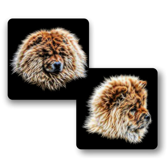 Chow Chow Coasters, Set of 2, with Stunning Fractal Art Design.