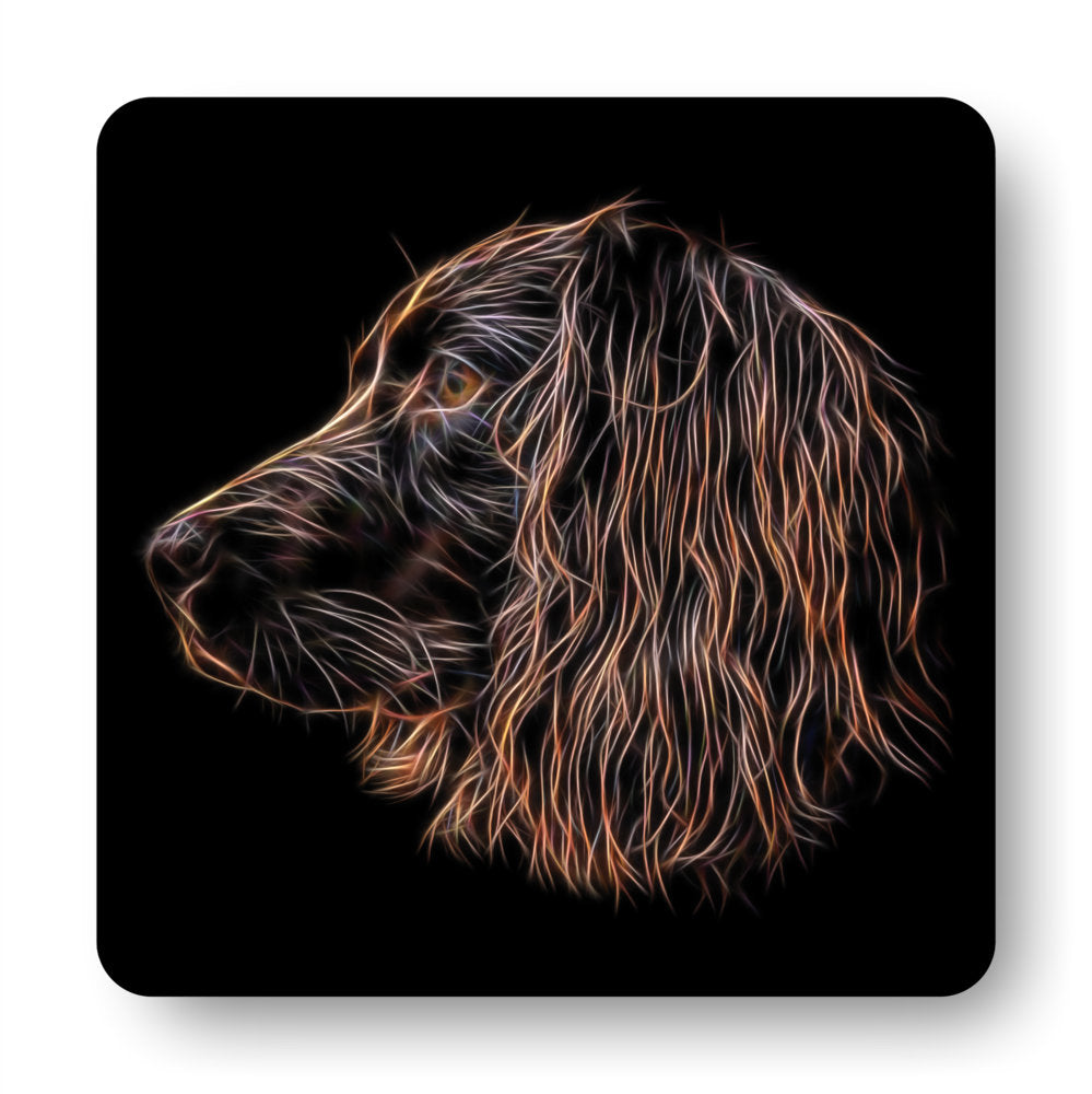 Cocker Spaniel - Chocolate Working Cocker Spaniel Coaster Set with Fractal Art Design Set #1