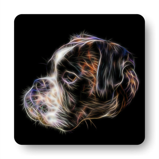 Boxer Dog Coasters, Set of 2, with Stunning Fractal Art Design.
