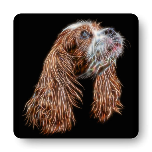 Blenheim King Charles Spaniel Coasters, Set of 4, with Fractal Art Design