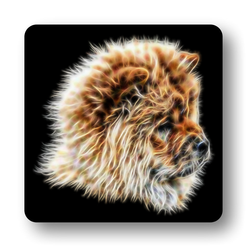 Chow Chow Coasters, Set of 2, with Stunning Fractal Art Design.