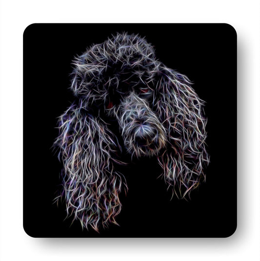 Black Standard Poodle Coasters, Set of 4, with Stunning Fractal Art Design.