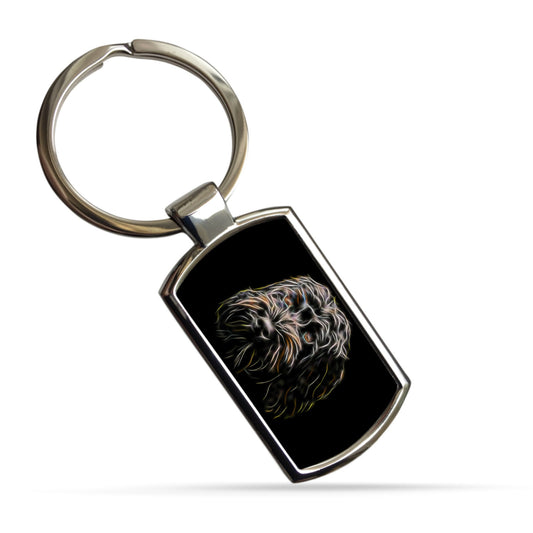Labradoodle Keychain, Keyring, or Bagtag with Stunning Fractal Art Design. A Perfect Gift for Doodle Dog Lover.