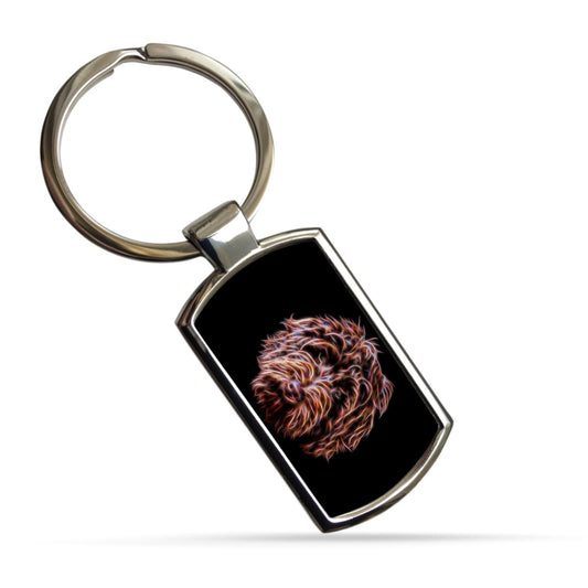 Labradoodle Keychain, Keyring, or Bagtag with Stunning Fractal Art Design. A Perfect Gift for Doodle Dog Lover.