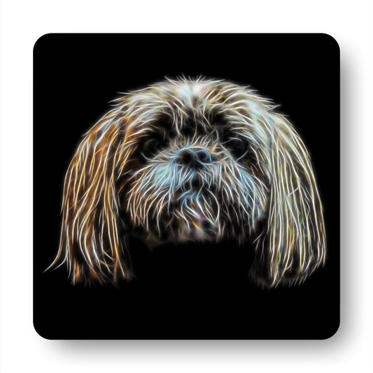 Shih Tzu Coasters, Set of 4, with Fractal Art Design, Perfect Shih Tzu Owner Gift