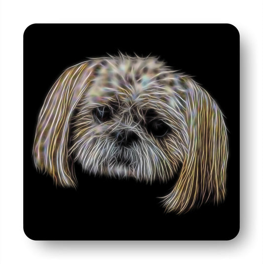 Shih Tzu Coasters, Set of 4, with Fractal Art Design, Perfect Shih Tzu Owner Gift