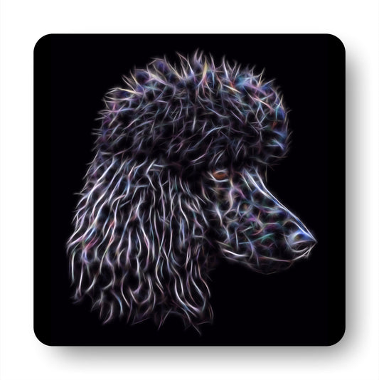 Black Standard Poodle Coasters, Set of 4, with Stunning Fractal Art Design.