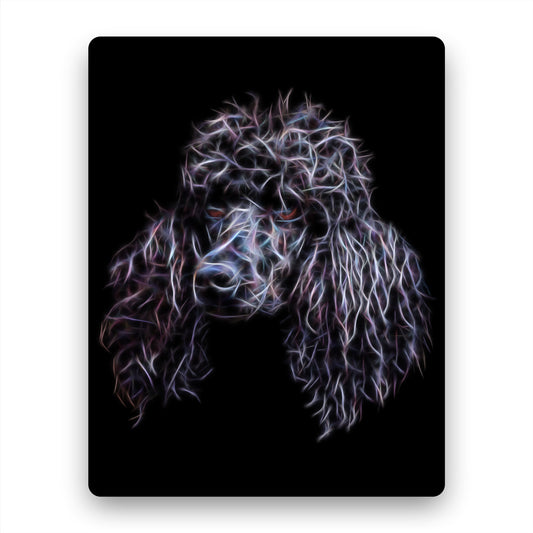 Black Standard Poodle Metal Wall Plaque with Stunning Fractal Art Design.