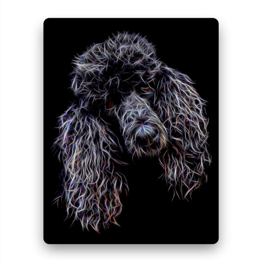Black Standard Poodle Metal Wall Plaque with Stunning Fractal Art Design.
