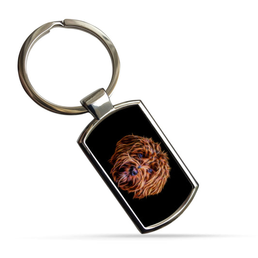 Labradoodle Keychain, Keyring, or Bagtag with Stunning Fractal Art Design. A Perfect Gift for Doodle Dog Lover.
