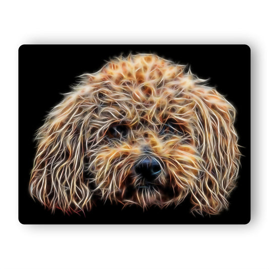 Poochon Aluminium Metal Wall Plaque with Fractal Art Design, Gift for Poochon Owner