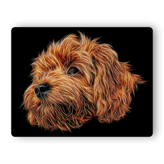 Red Cavapoo Metal Wall Plaque with Stunning Fractal Art Design, Perfect Cavapoo Owner Gift.