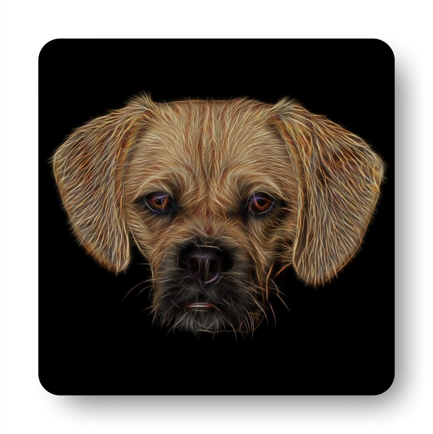 Puggle Coasters, Set of 2, with Stunning Fractal Art Design.