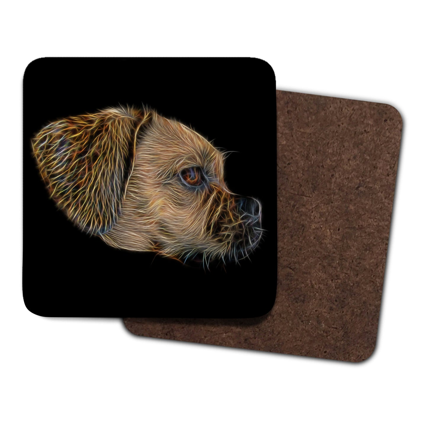 Puggle Coasters, Set of 2, with Stunning Fractal Art Design.