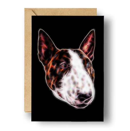 English Bull Terrier Blank Birthday Greeting Card with Stunning Fractal Art Design #1-1
