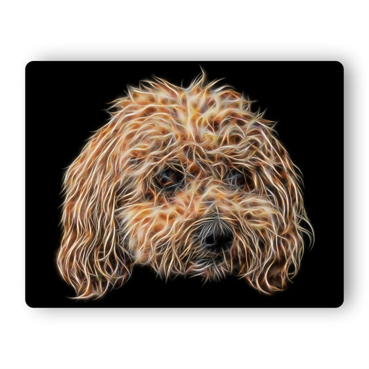 Poochon Aluminium Metal Wall Plaque with Fractal Art Design, Gift for Poochon Owner