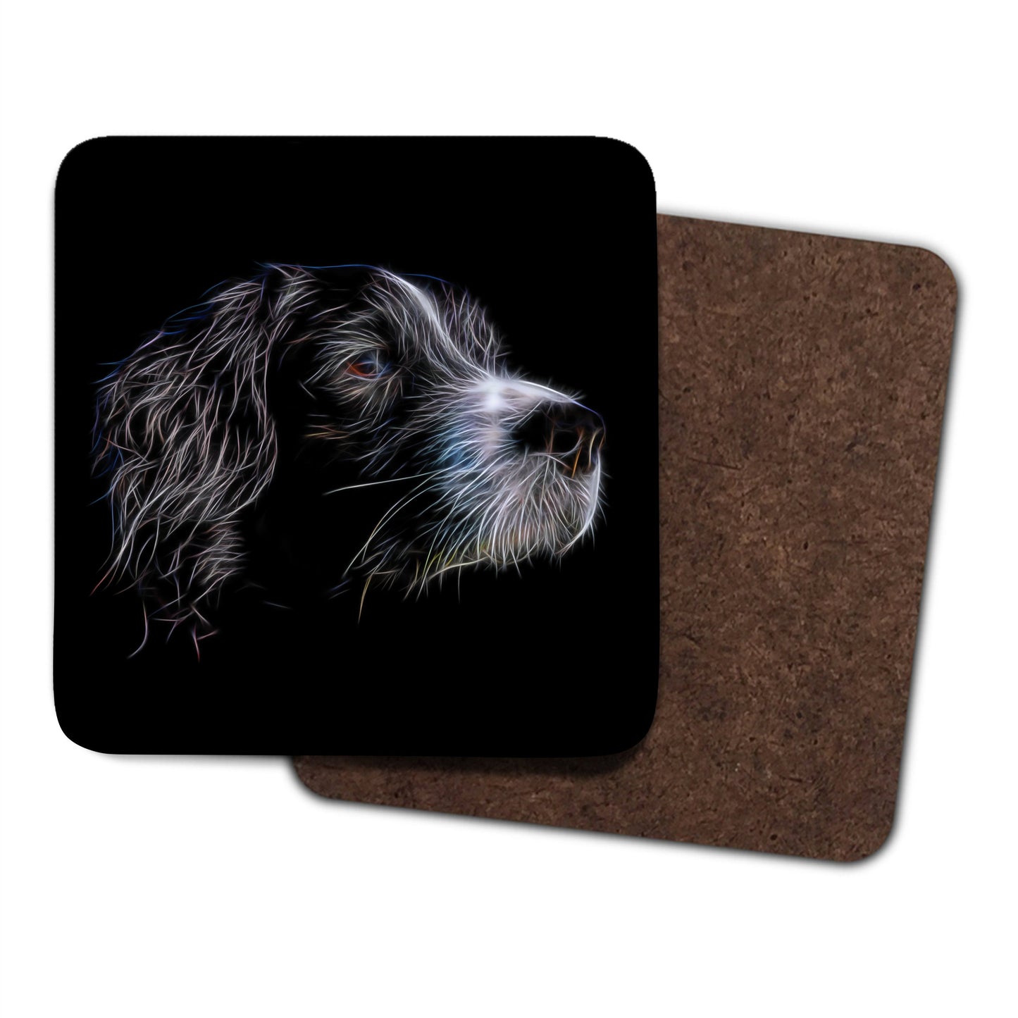 Sprollie Coasters, Set of 4, with Stunning Fractal Art Design. Perfect Dog Owner Gift.