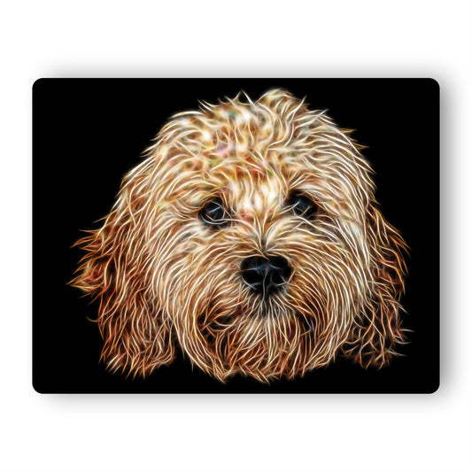 Apricot Cavapoo Metal Wall Plaque with Stunning Fractal Art Design, Perfect Cavapoo Owner Gift.