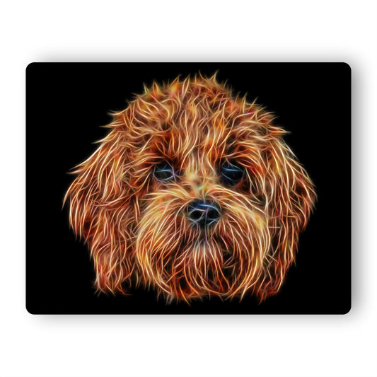 Red Cavapoo Metal Wall Plaque with Stunning Fractal Art Design, Perfect Cavapoo Owner Gift.