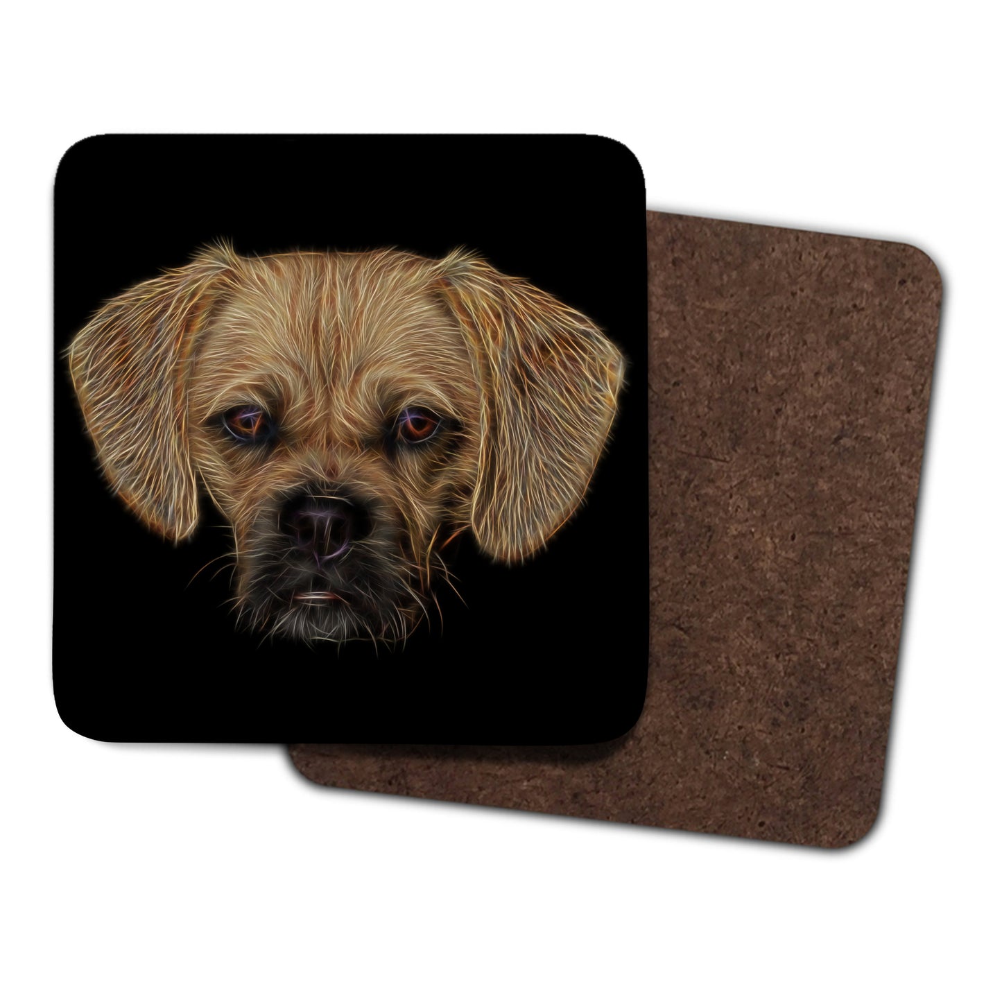 Puggle Coasters, Set of 2, with Stunning Fractal Art Design.