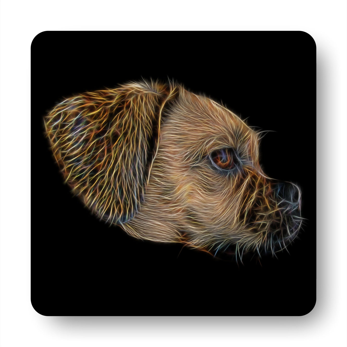 Puggle Coasters, Set of 2, with Stunning Fractal Art Design.