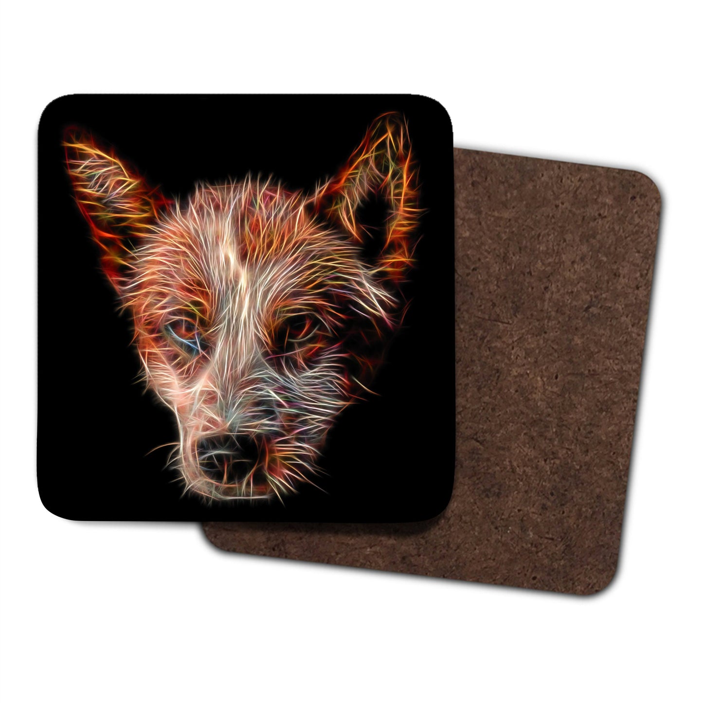 Australian Cattle Dog - Red Heeler Coasters, Set of 4, with Stunning Fractal Art Design, Red Heeler Owner Gift