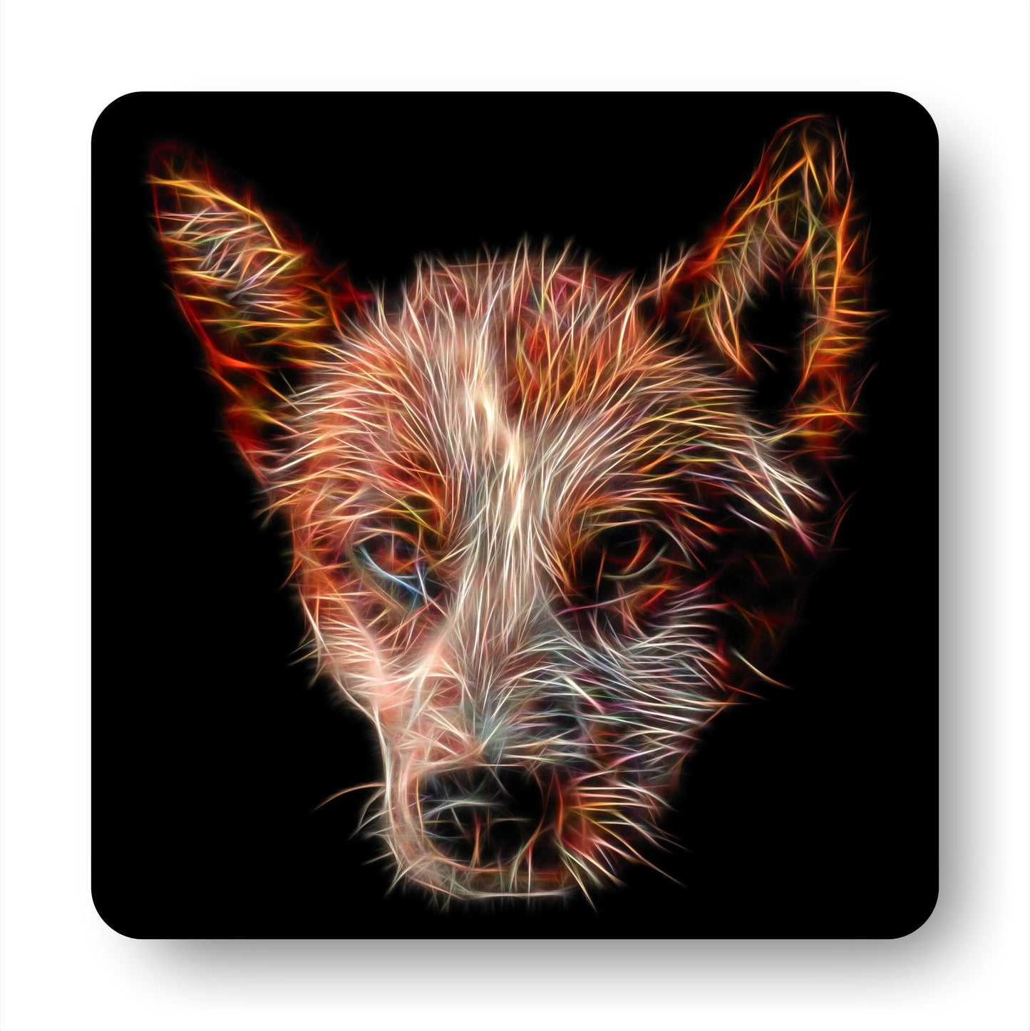 Australian Cattle Dog - Red Heeler Coasters, Set of 2, with Stunning Fractal Art Design, Red Heeler Owner Gift