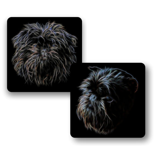 Affenpinscher Coasters with Fractal Art Design