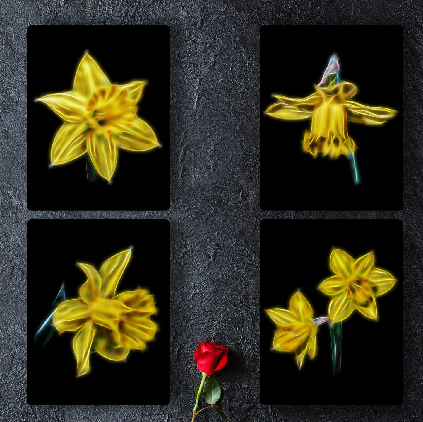 Daffodil Metal Wall Plaque with Stunning Fractal Art Design