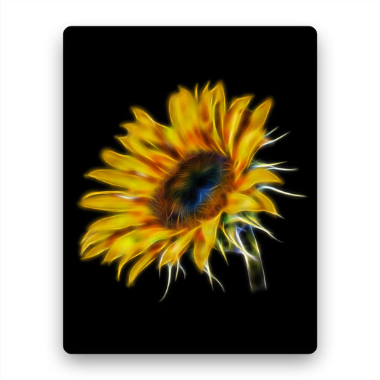 Sunflower Metal Wall Plaque with Stunning Fractal Art Design
