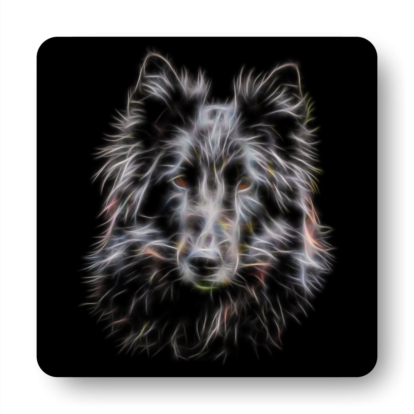 Belgian Shepherd Coasters, Set of 2, with Stunning Fractal Art Design. Belgian Groenendael