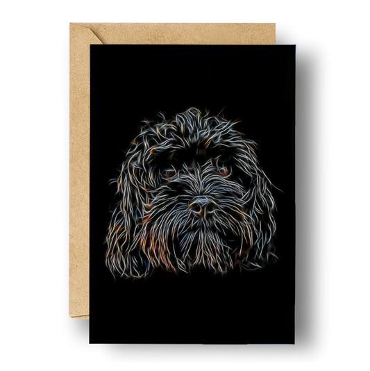 Black Cavapoo Blank Greeting Card