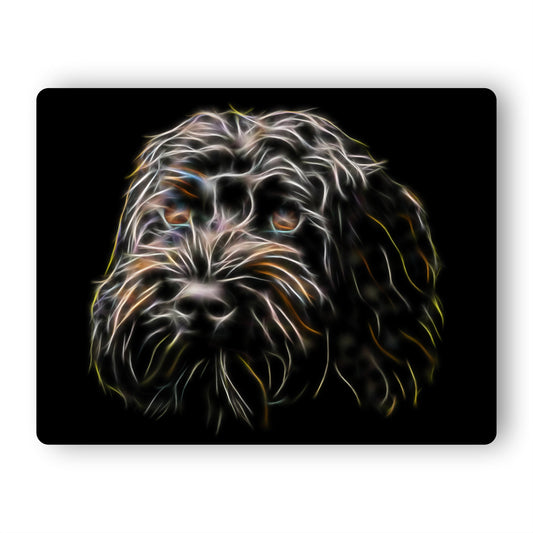 Black Labradoodle Metal Wall Plaque with Stunning Fractal Art Design