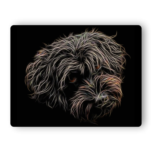 Black Labradoodle Metal Wall Plaque with Stunning Fractal Art Design