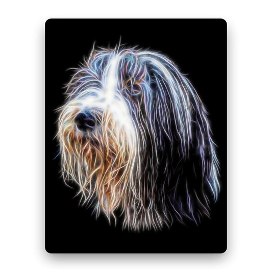 Bearded Collie Fractal Art Metal Wall Plaque with Stunning Fractal Art Design