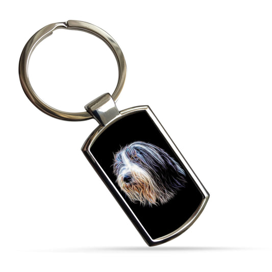 Bearded Collie Metal Rectangle Keyring