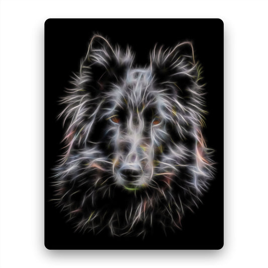 Belgian Shepherd Groenendael Metal Wall Plaque with Stunning Fractal Art Design