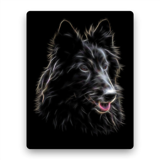 Belgian Shepherd Groenendael Metal Wall Plaque with Stunning Fractal Art Design