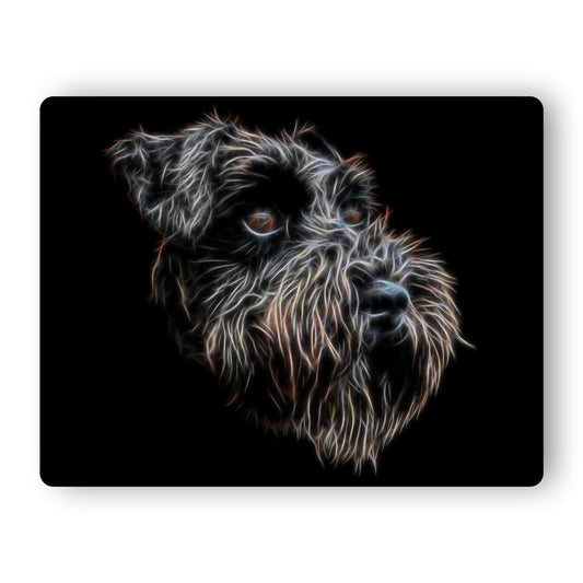 Black Schnauzer Metal Wall Plaque with Stunning Fractal Art Design.