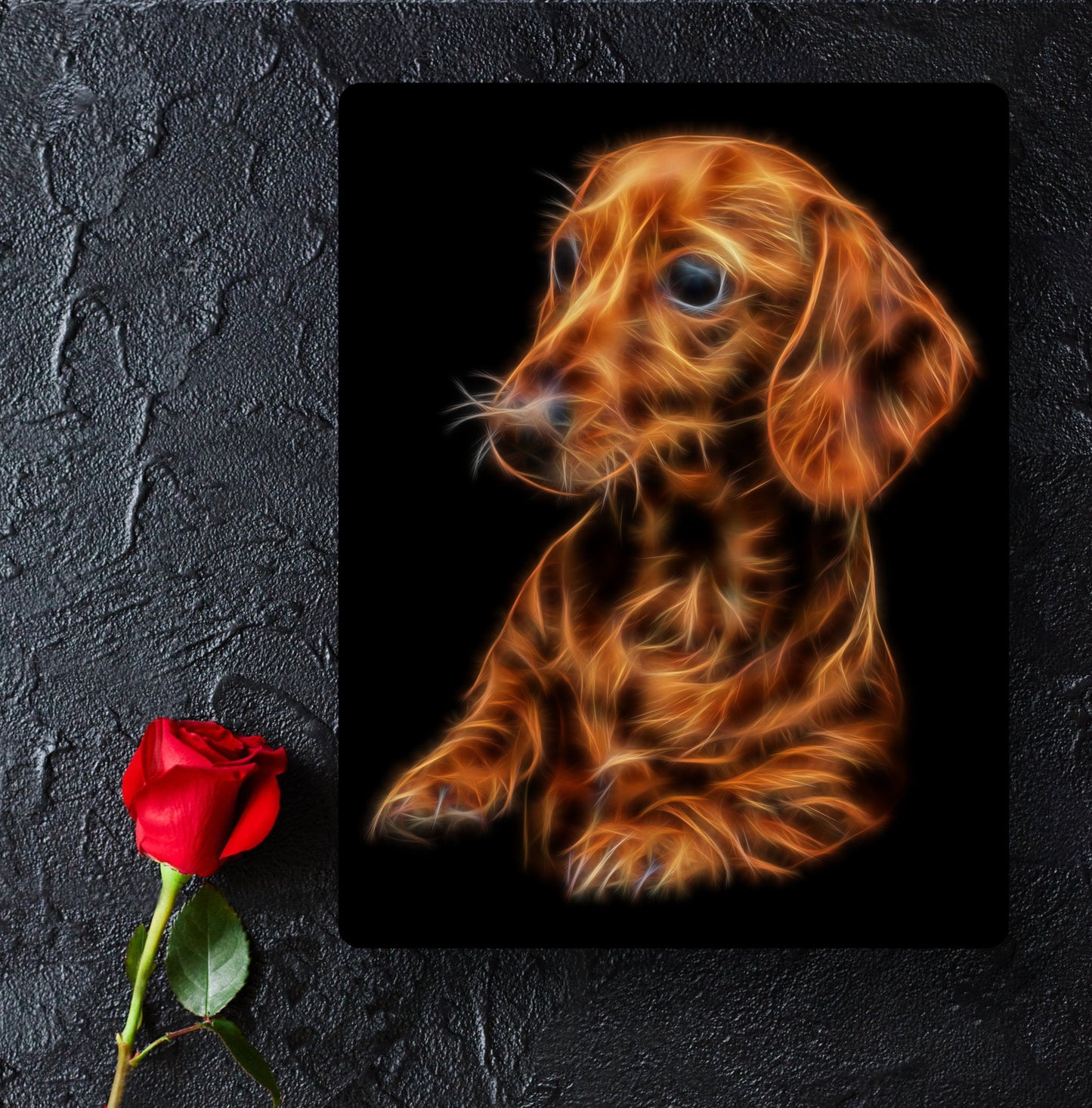 Custom Pet Portrait Dog Portrait Fractal Art Style Printed onto Aluminium Metal Wall Plaque