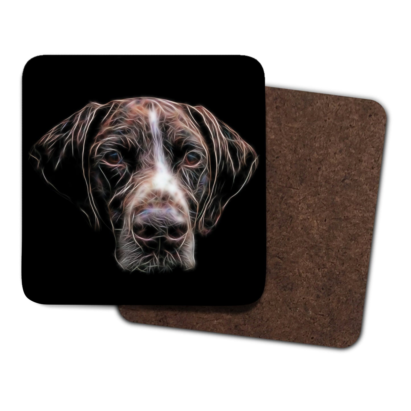 German Shorthaired Pointer Coasters, Set of 4, with Stunning Fractal Art Design